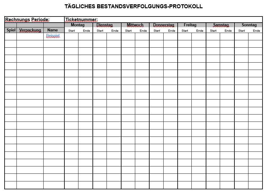 Tägliche Protokollinventur 模板