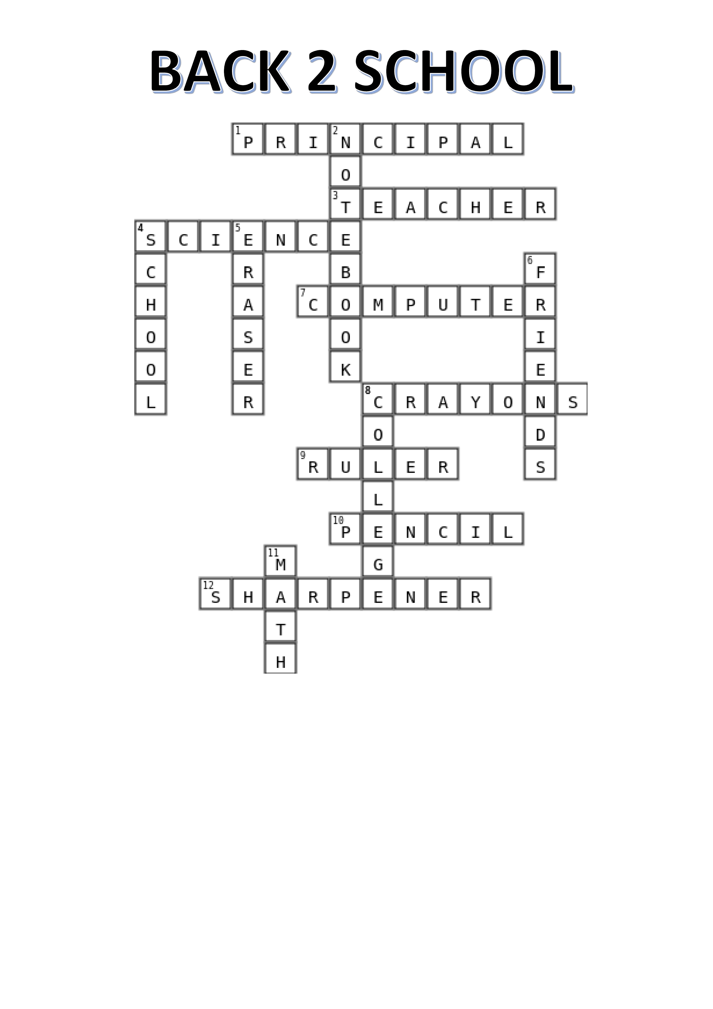 Télécharger Gratuit Back To School Crossword Puzzle