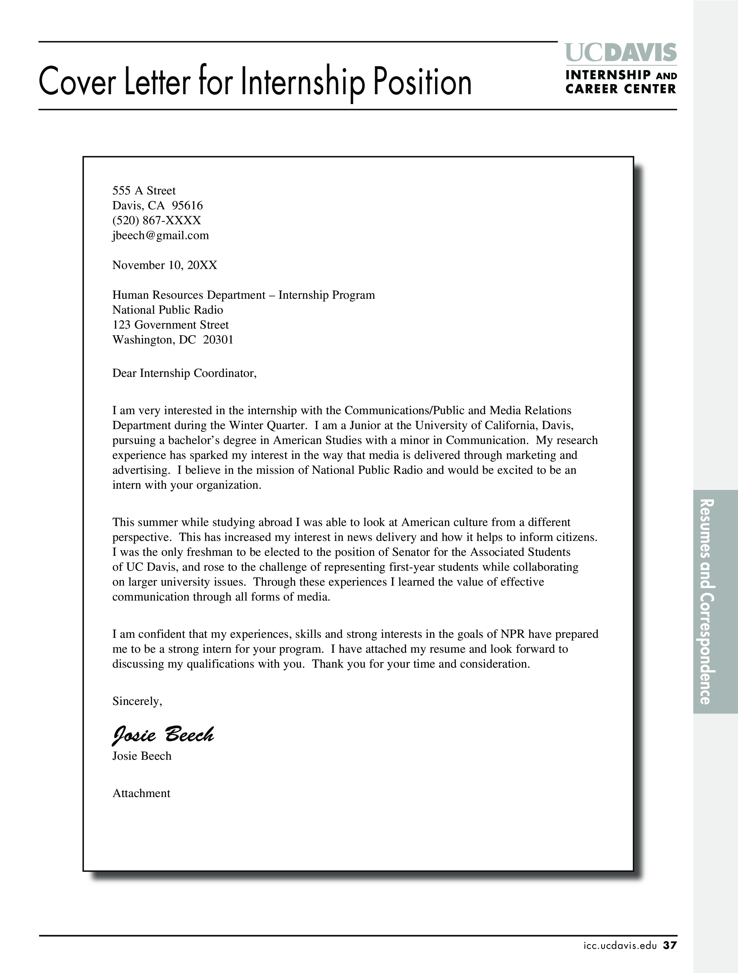 Graduate Internship Job Application Letter Templates At 
