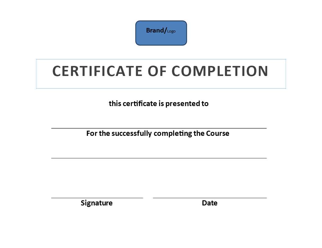 Certificate of Completion Example (Training) 模板