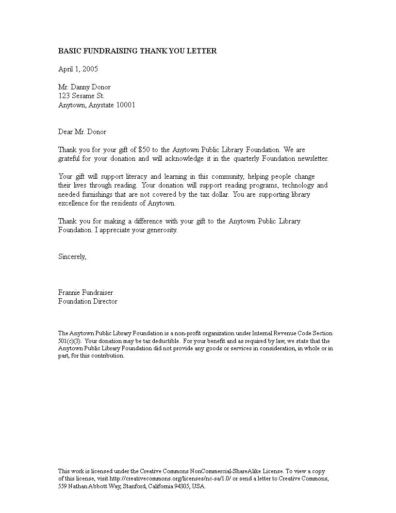 basic fundraising program thank you letter plantilla imagen principal