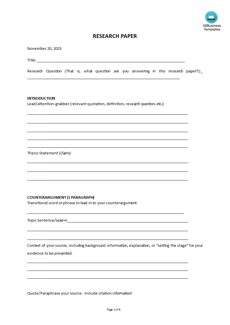 academic paper template