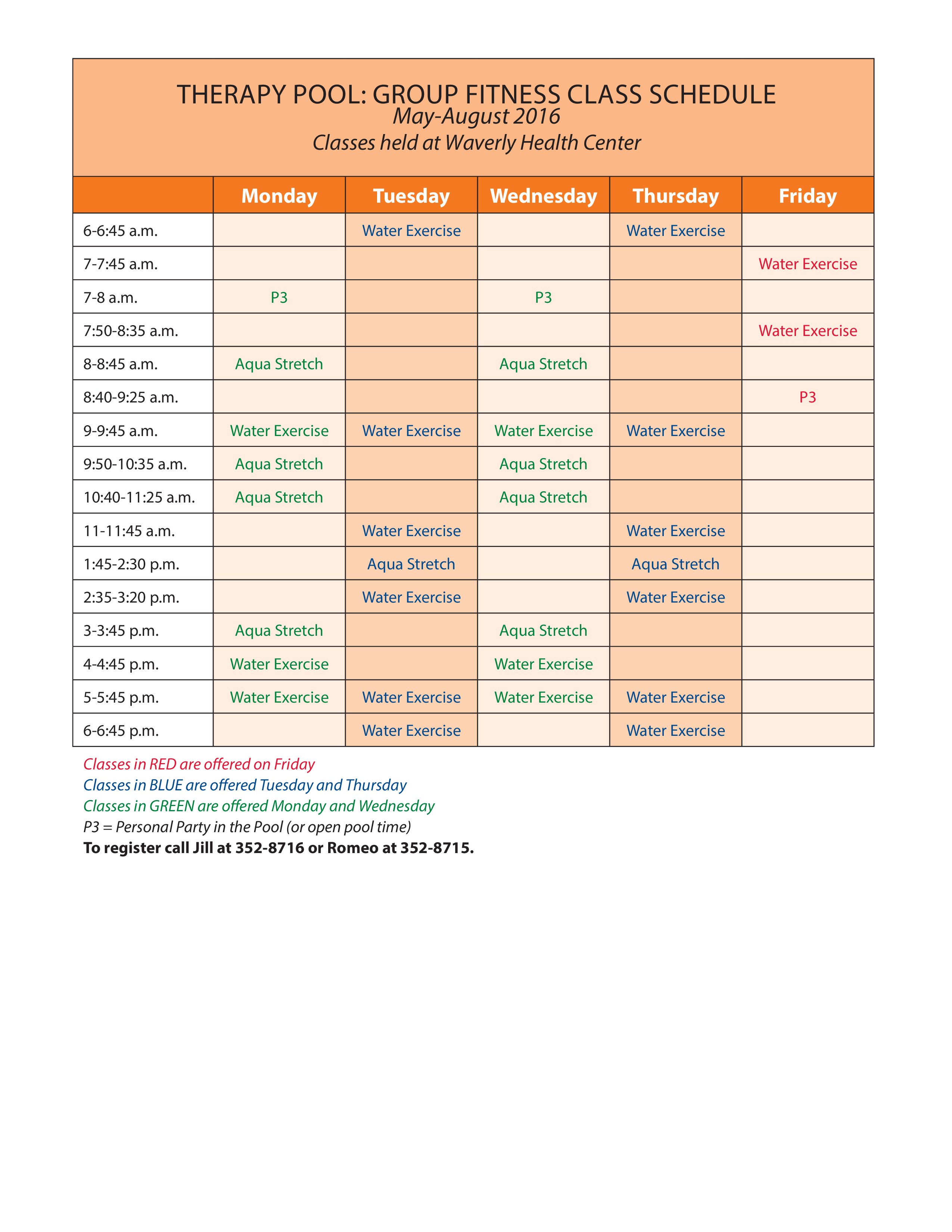 fitness therapy schedule modèles