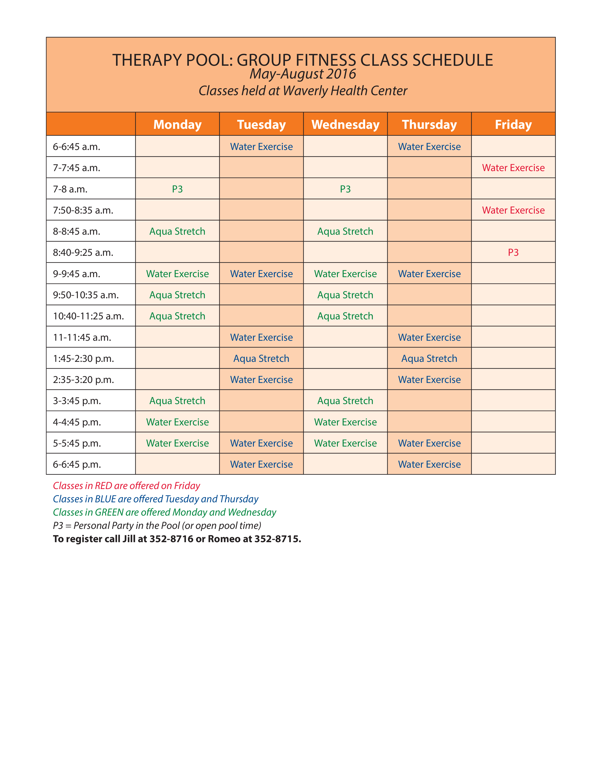 fitness therapy schedule Hauptschablonenbild