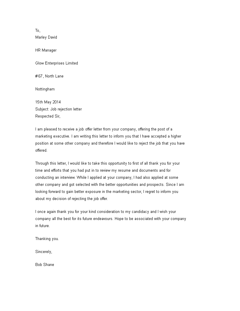 professional interview rejection template