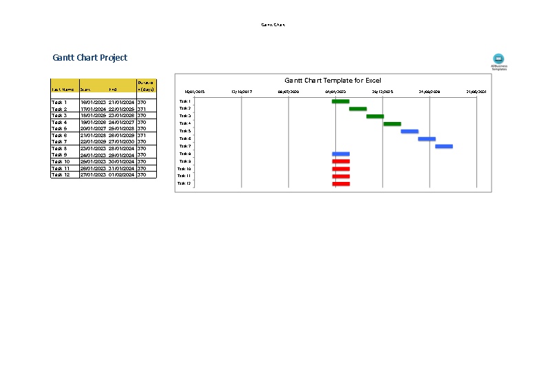 multiple project timeline in excel Hauptschablonenbild