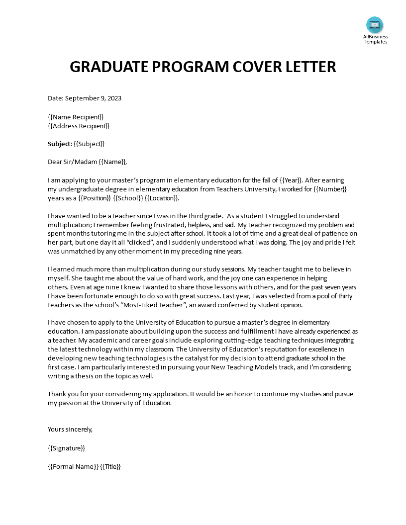 cover letter sample for graduate trainee program