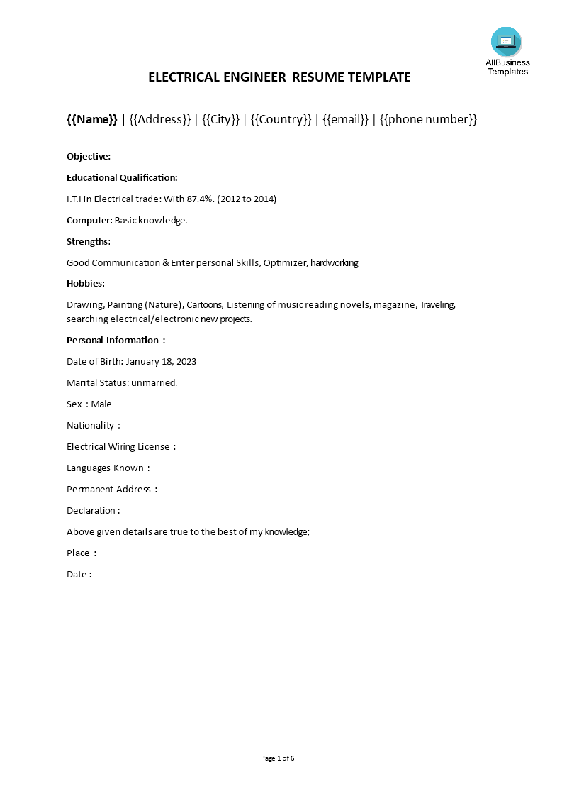 iti fresher resume sample template