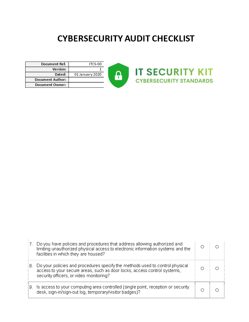 It Security Checklist Template from www.allbusinesstemplates.com