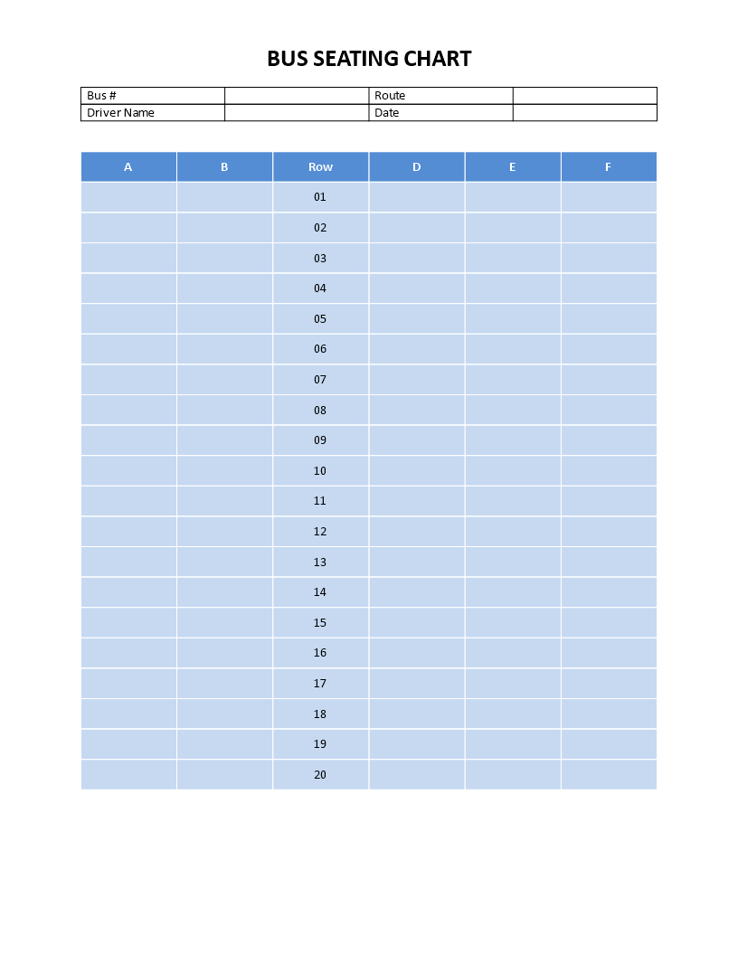 Bus Seating Chart template 模板