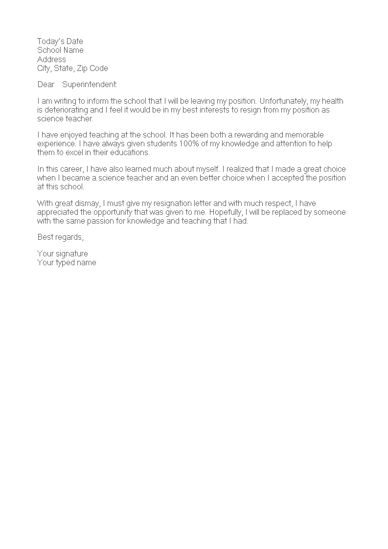 Letter Of Resignation For Teaching from www.allbusinesstemplates.com