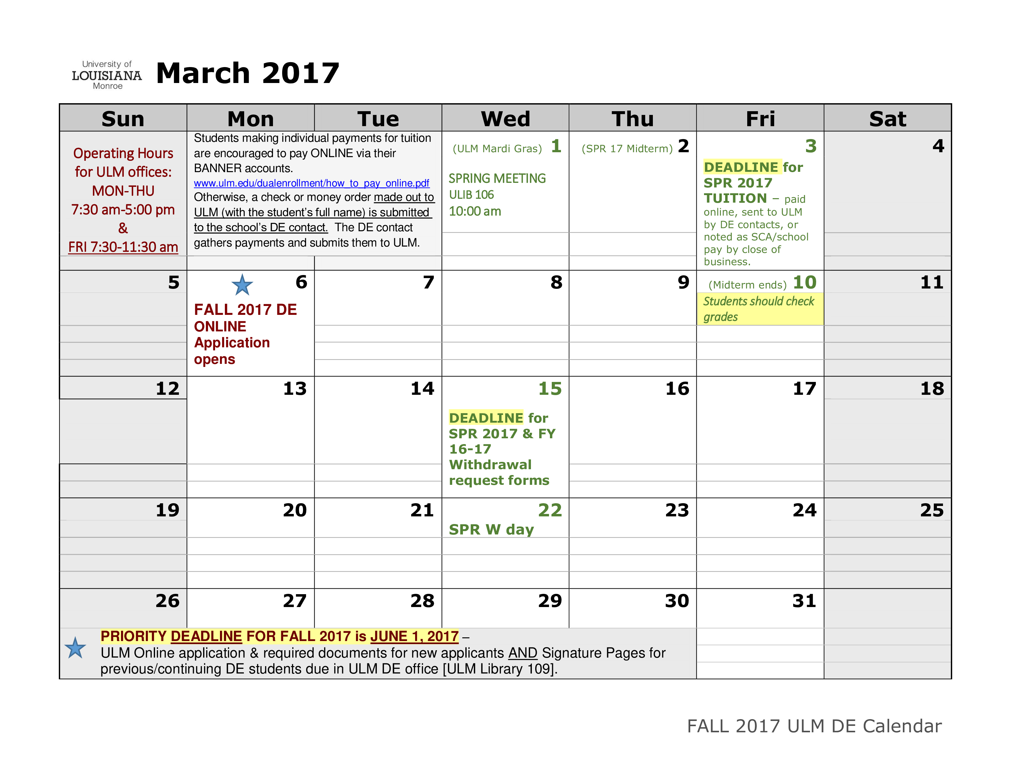 office monthly calendar modèles