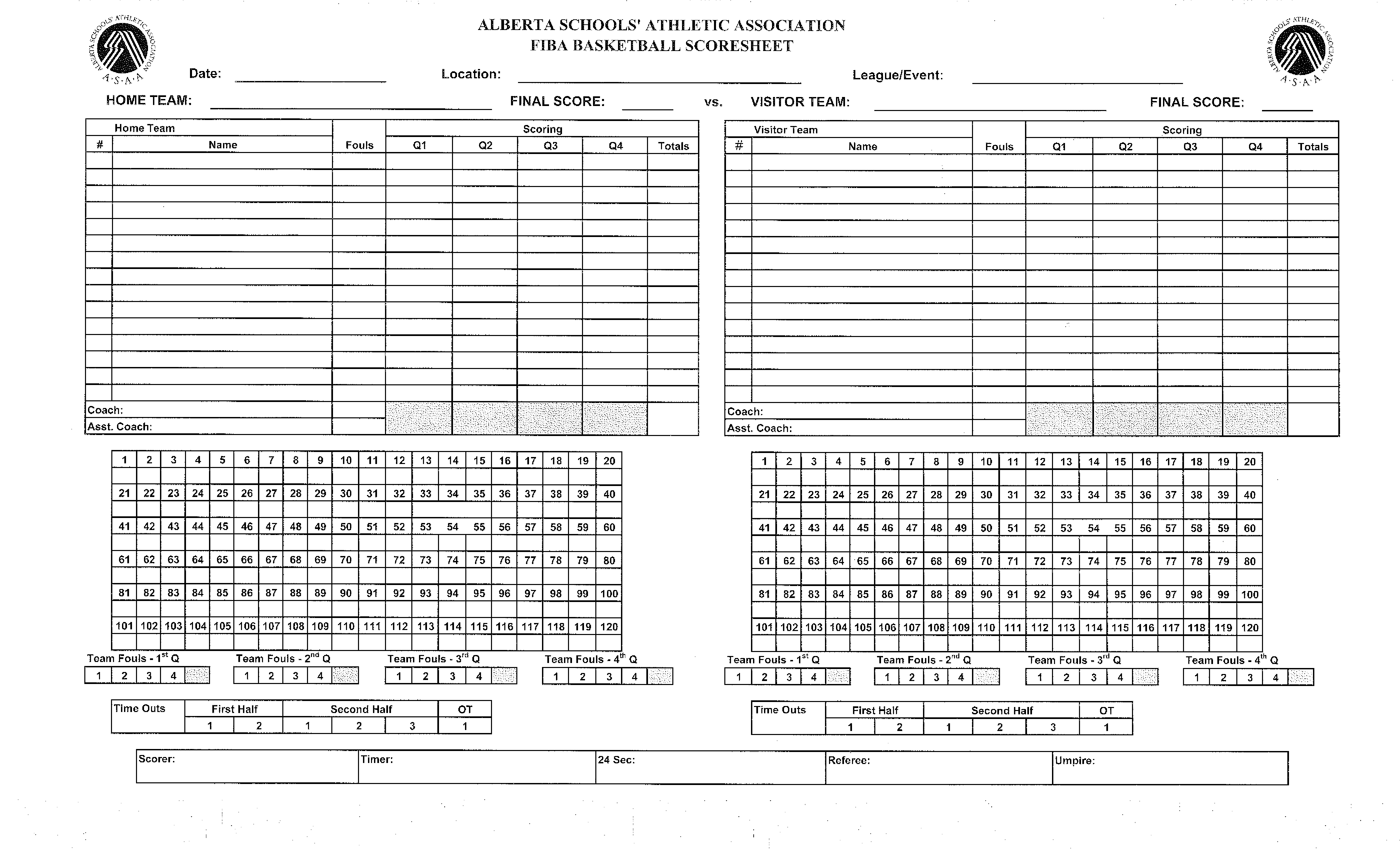 high school basketball score sheet template