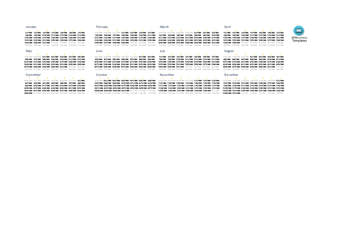 calender excel nederlands Hauptschablonenbild