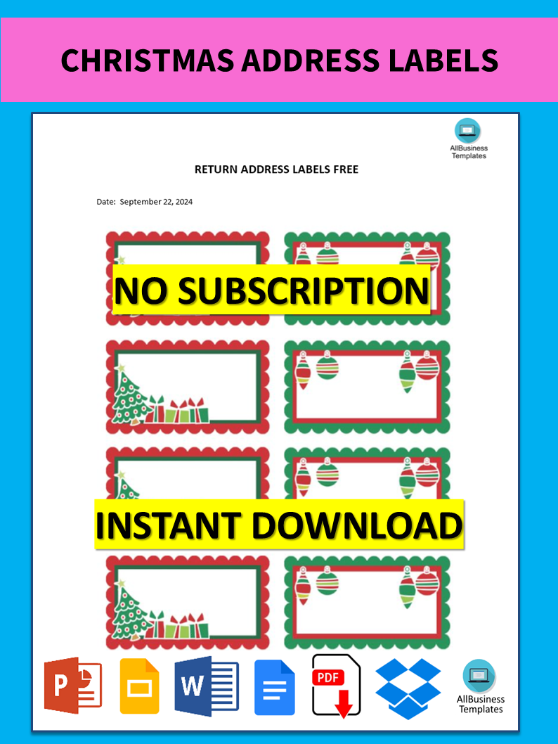 Christmas Address Labels  Templates at allbusinesstemplates.com With Regard To Mailing Label Template Free