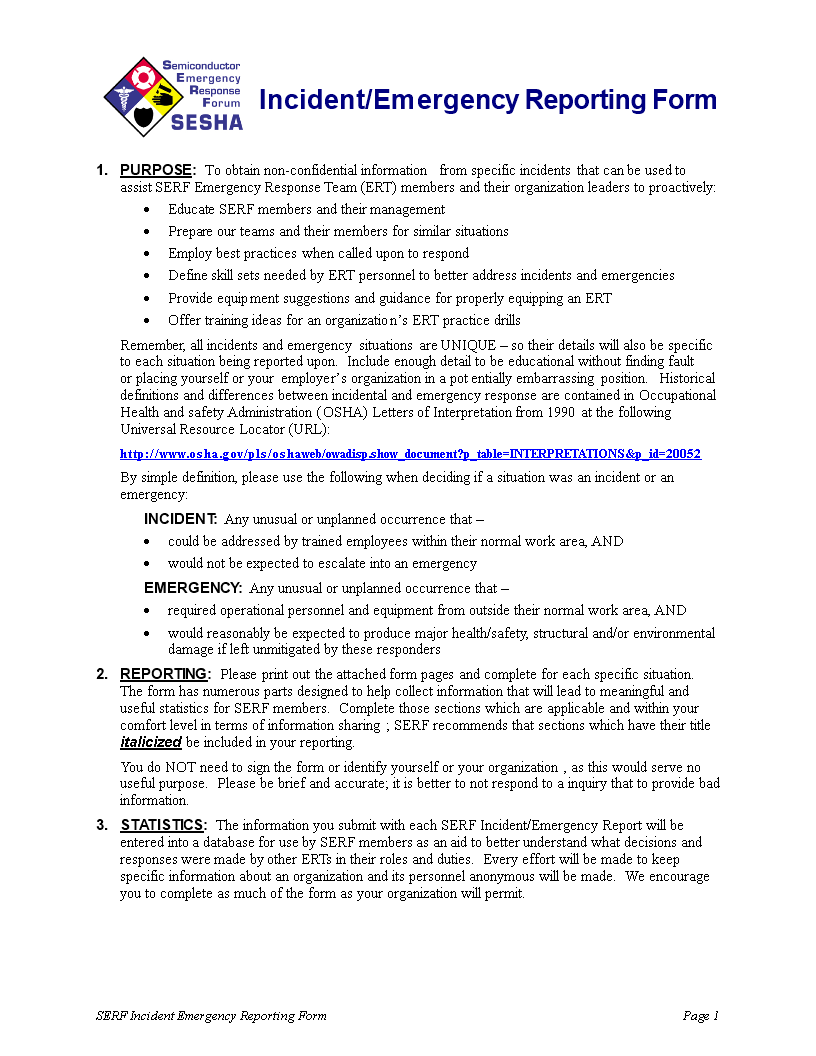 emergency management incident report template voorbeeld afbeelding 