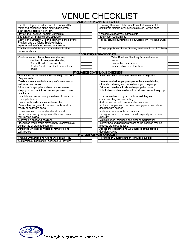 Printable Venue Checklist main image