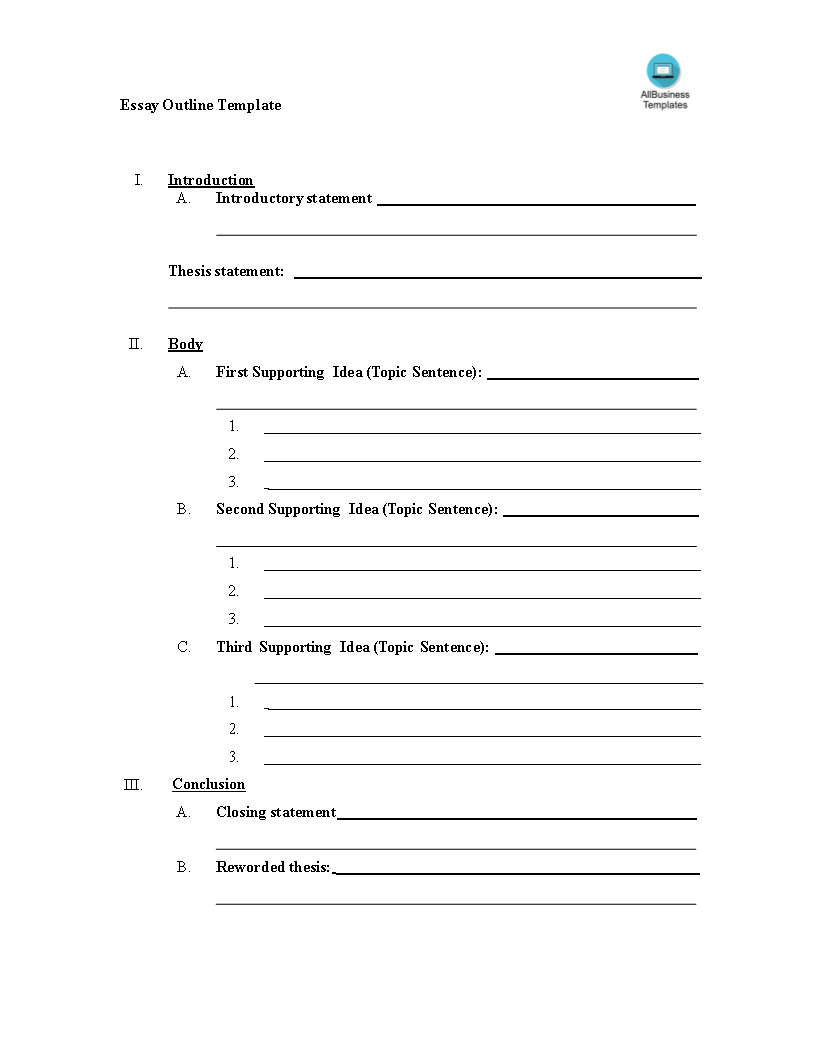blank essay outline template word template