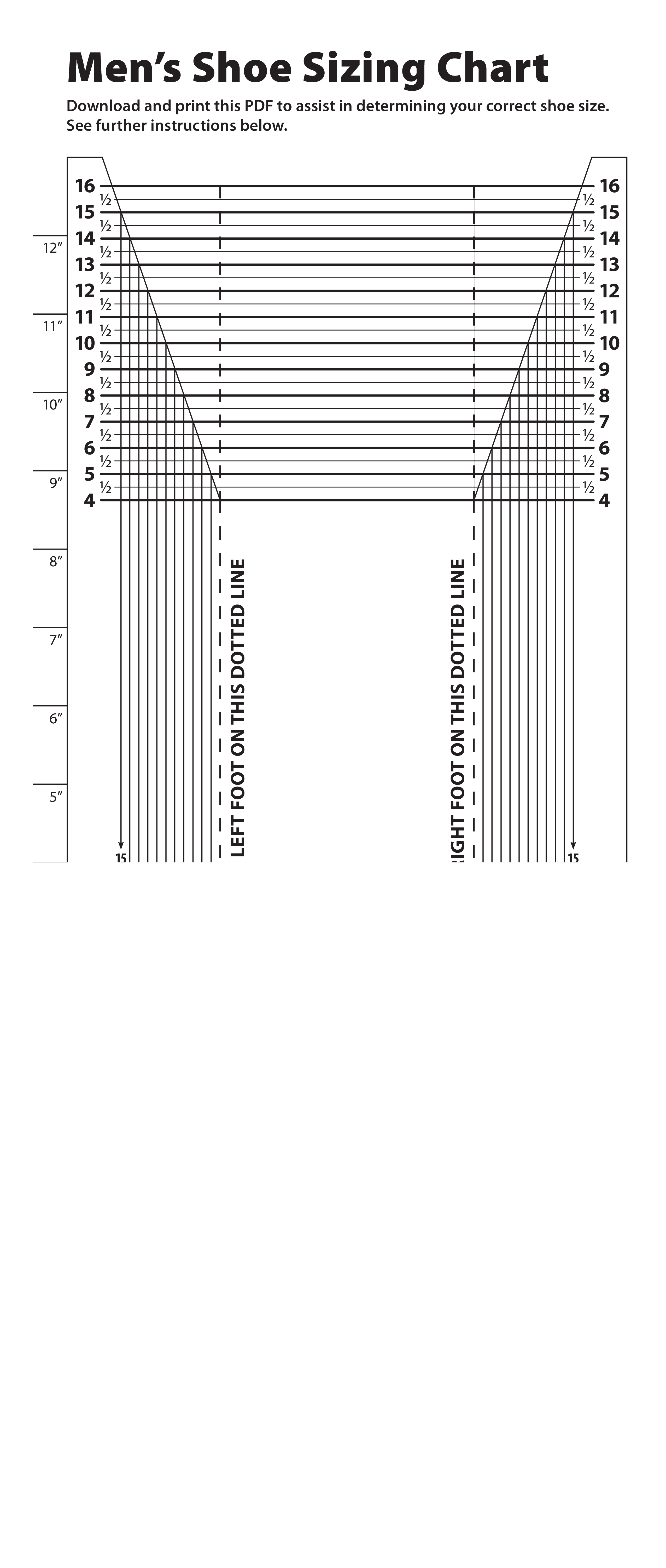 Printable Mens Shoe Size Chart main image
