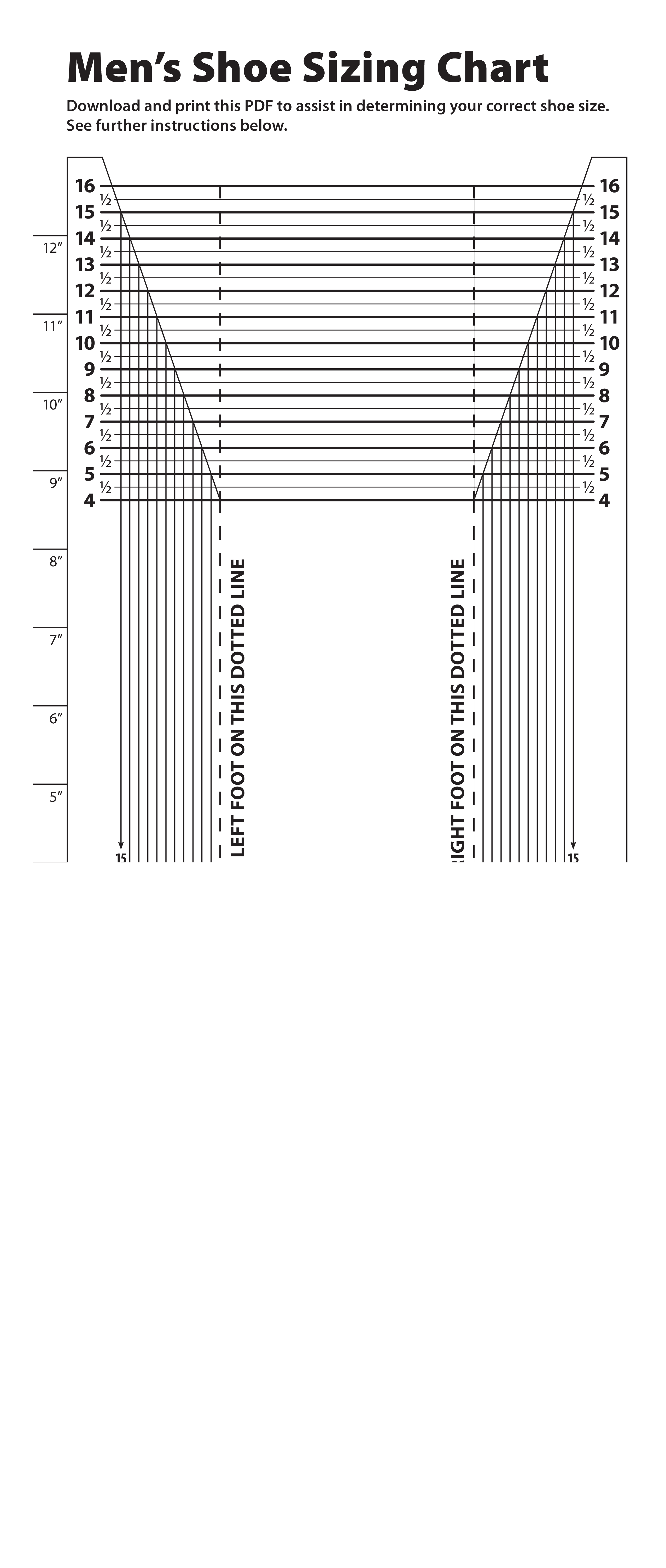 printable mens shoe size chart modèles