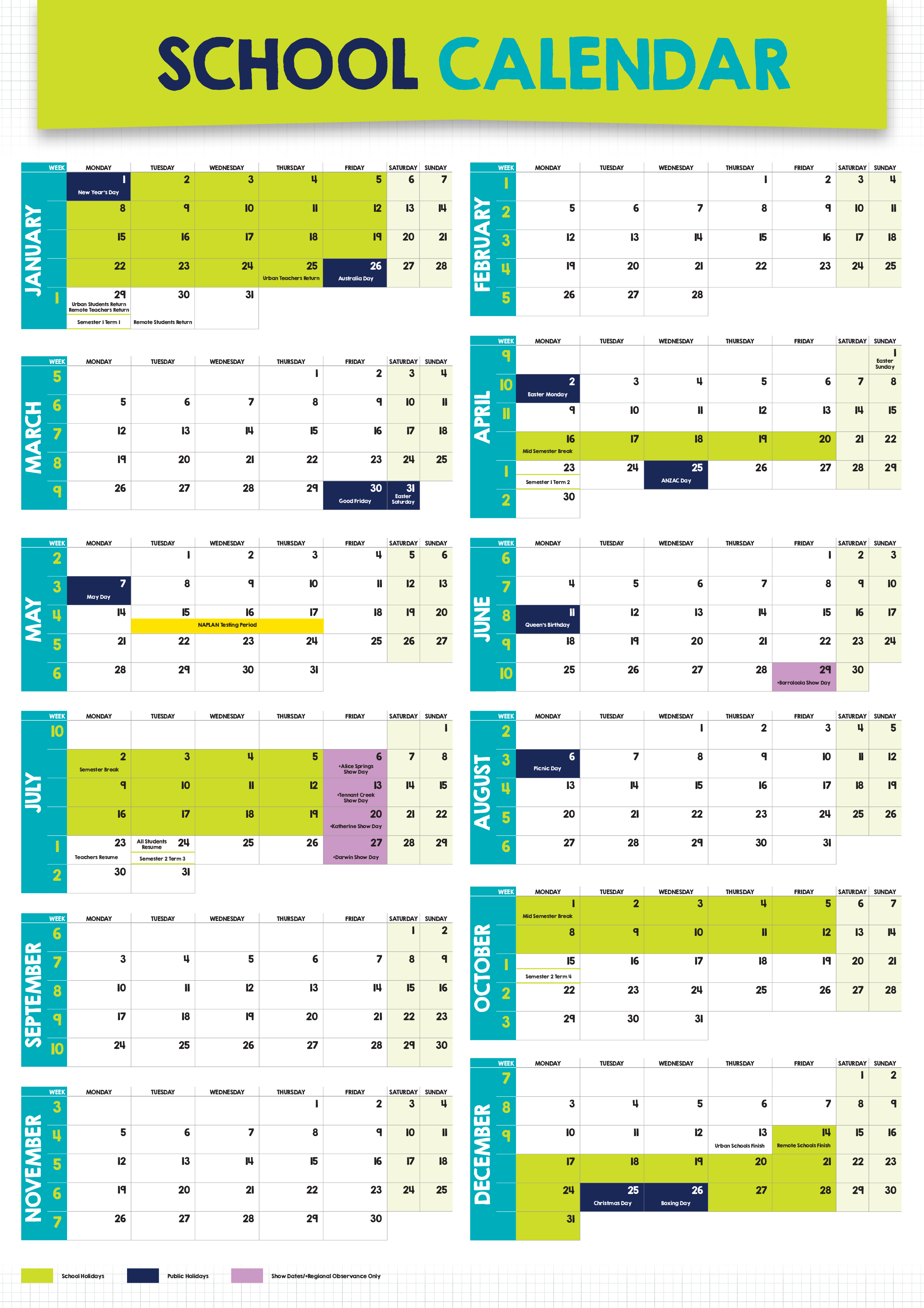 2023 school calendar Hauptschablonenbild