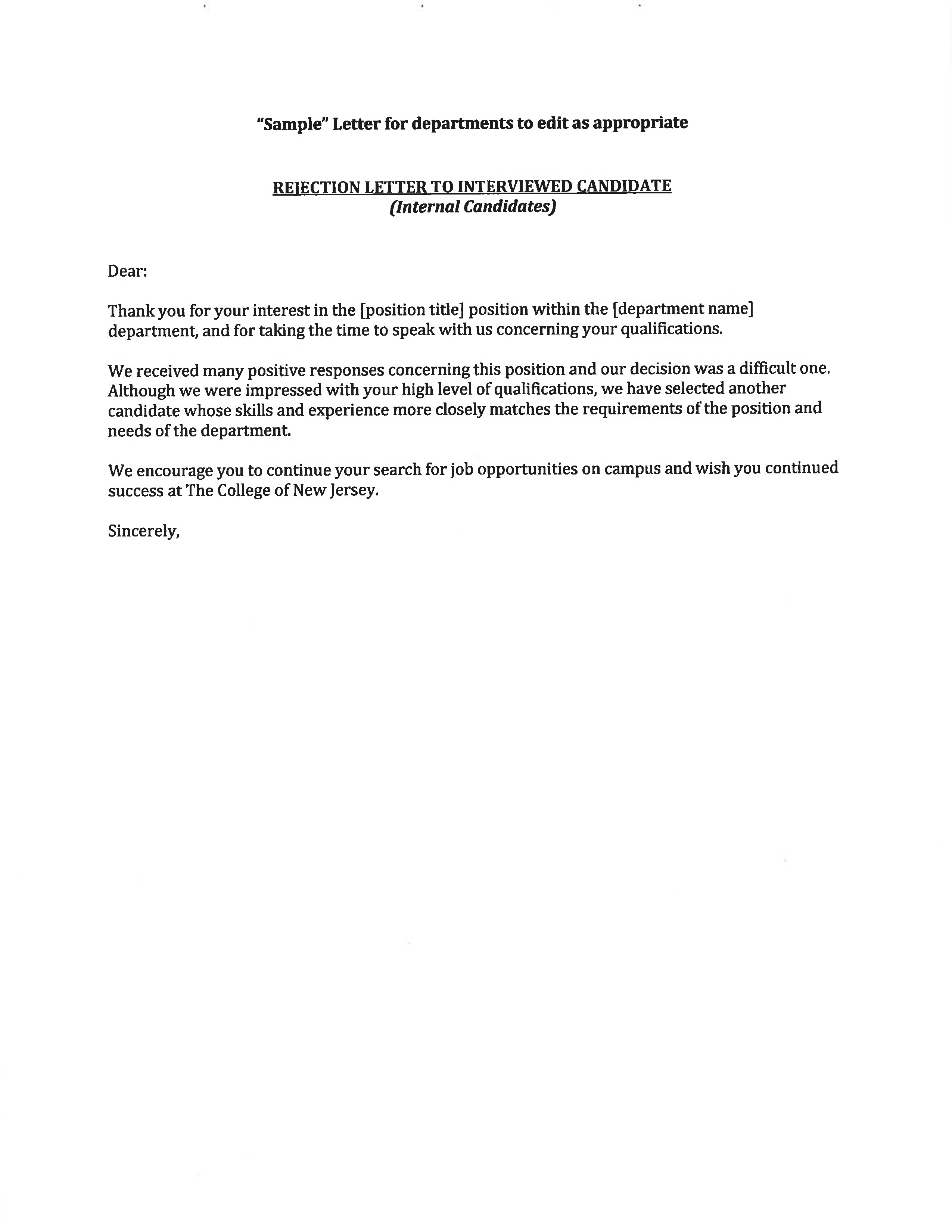 Interview Rejection Email main image
