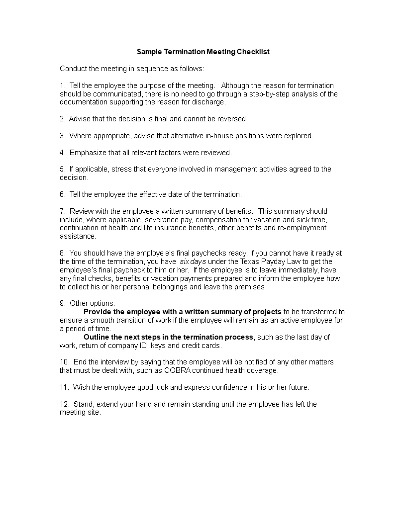 termination meeting checklist plantilla imagen principal