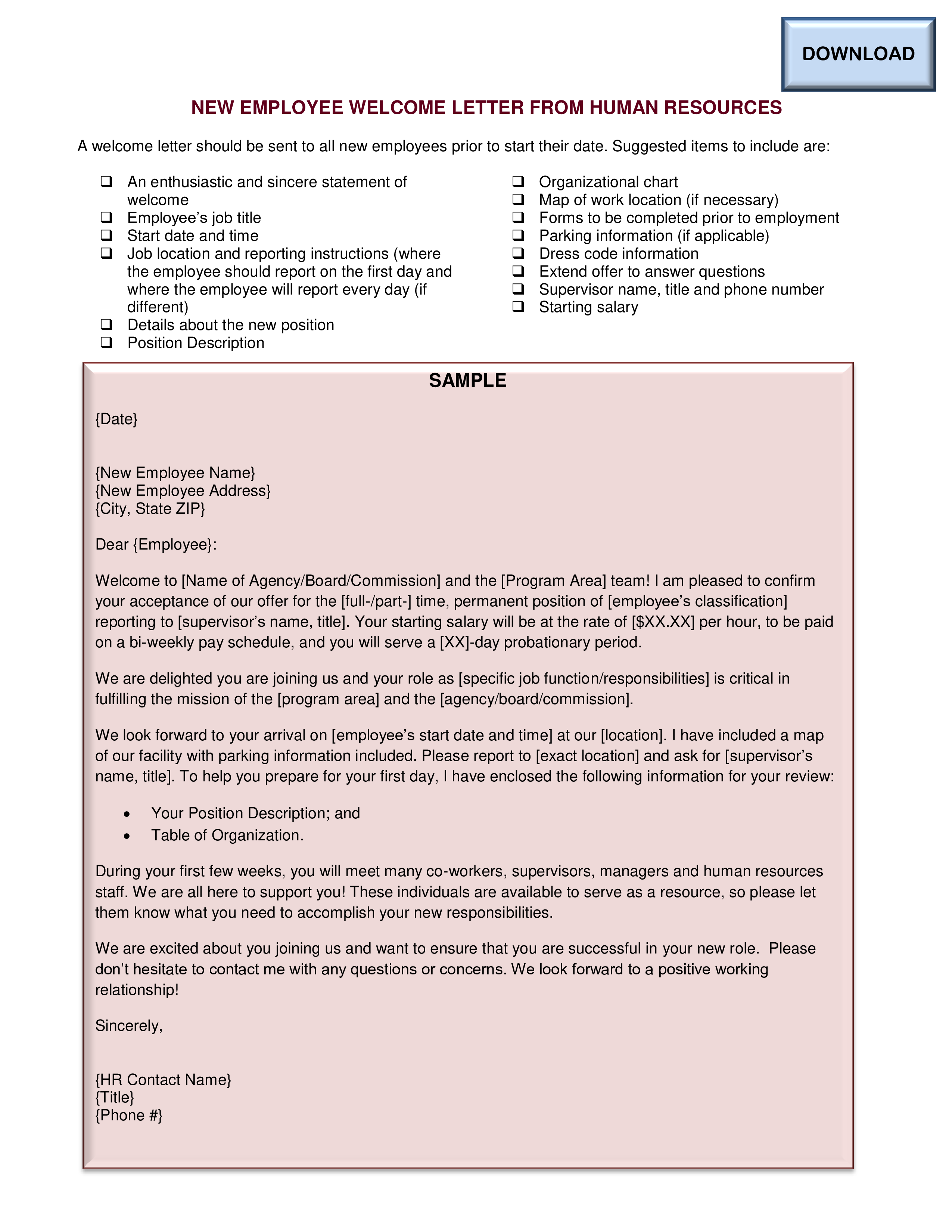 New Employee Letter Templates At Allbusinesstemplates