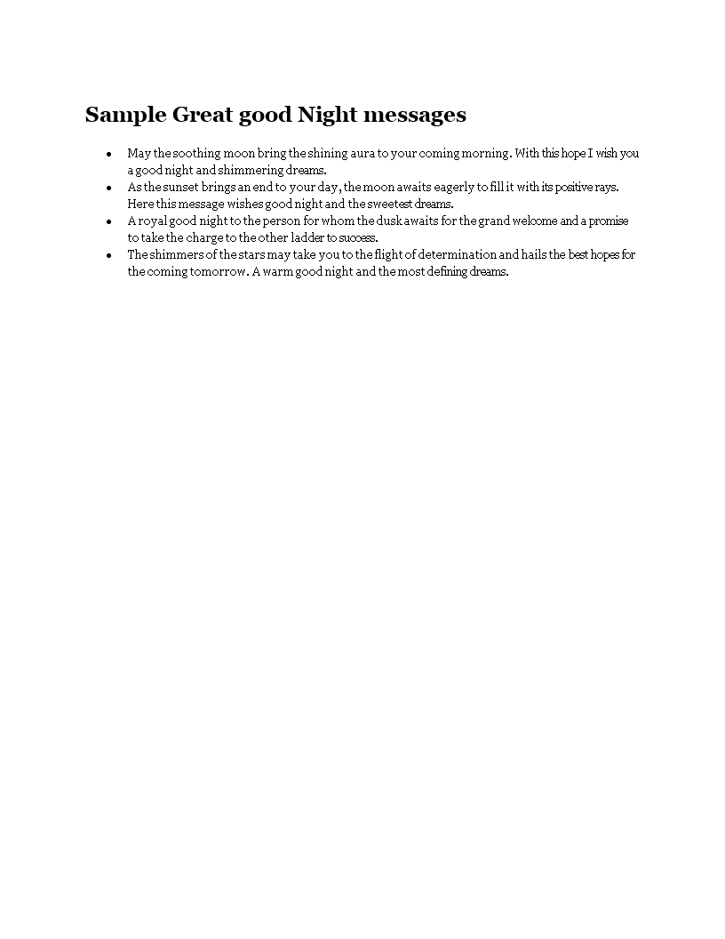 downlaod sample great good night messages template