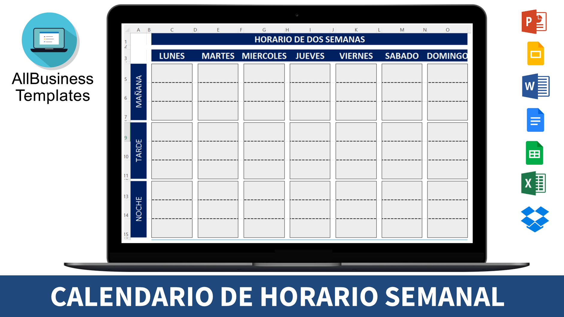 calendario de horario semanal voorbeeld afbeelding 