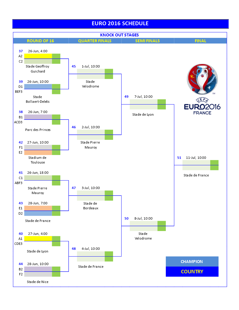 schedule knock out tournament euro 2016 example modèles