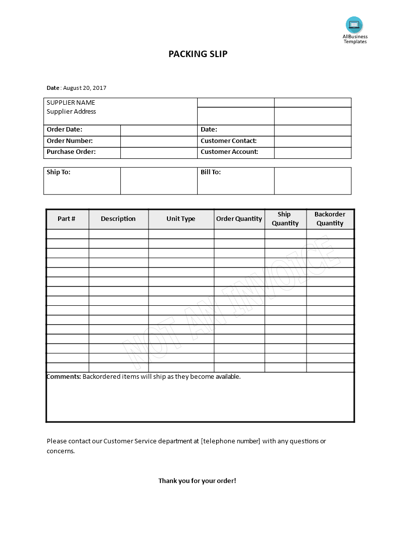 packing slip plantilla imagen principal