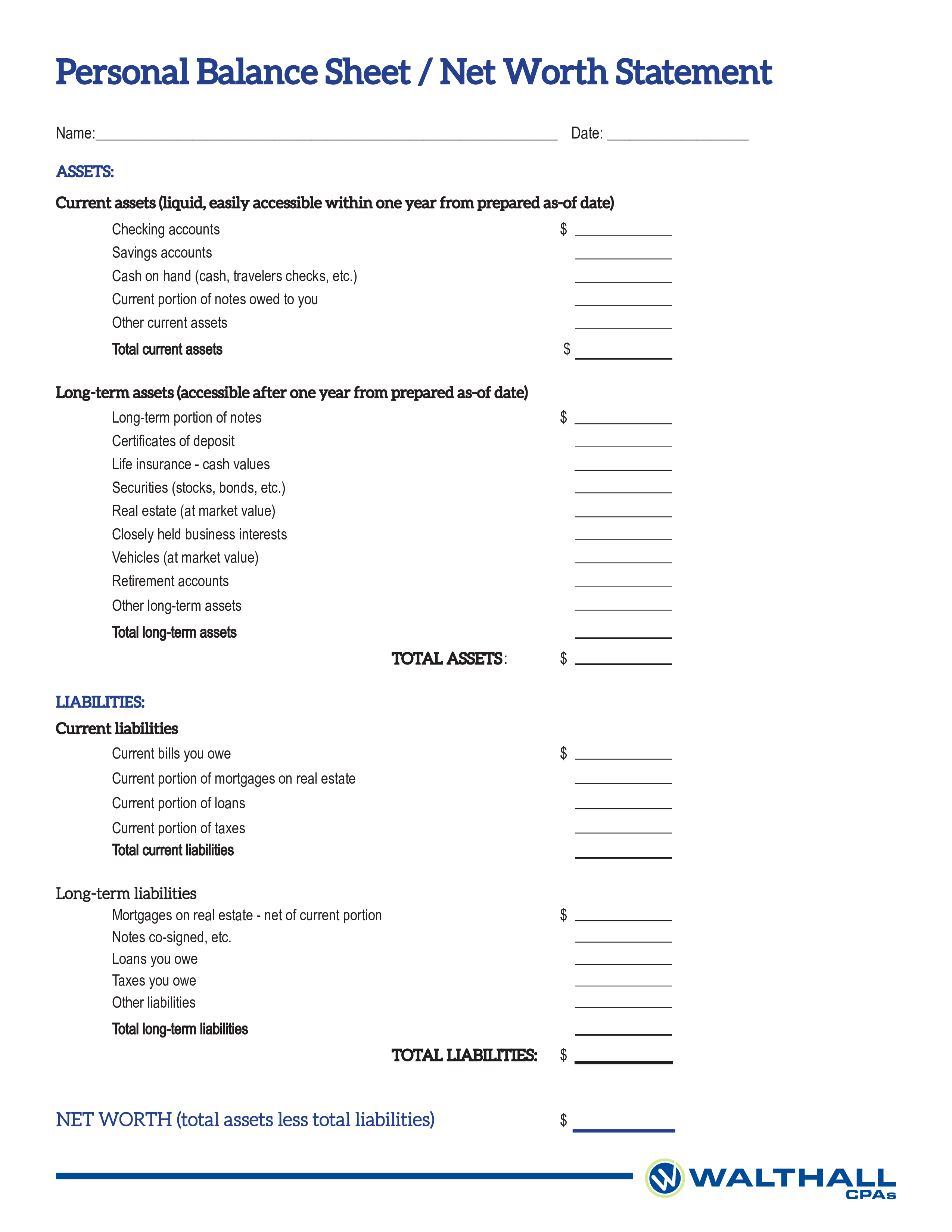 personal balance sheet format Hauptschablonenbild