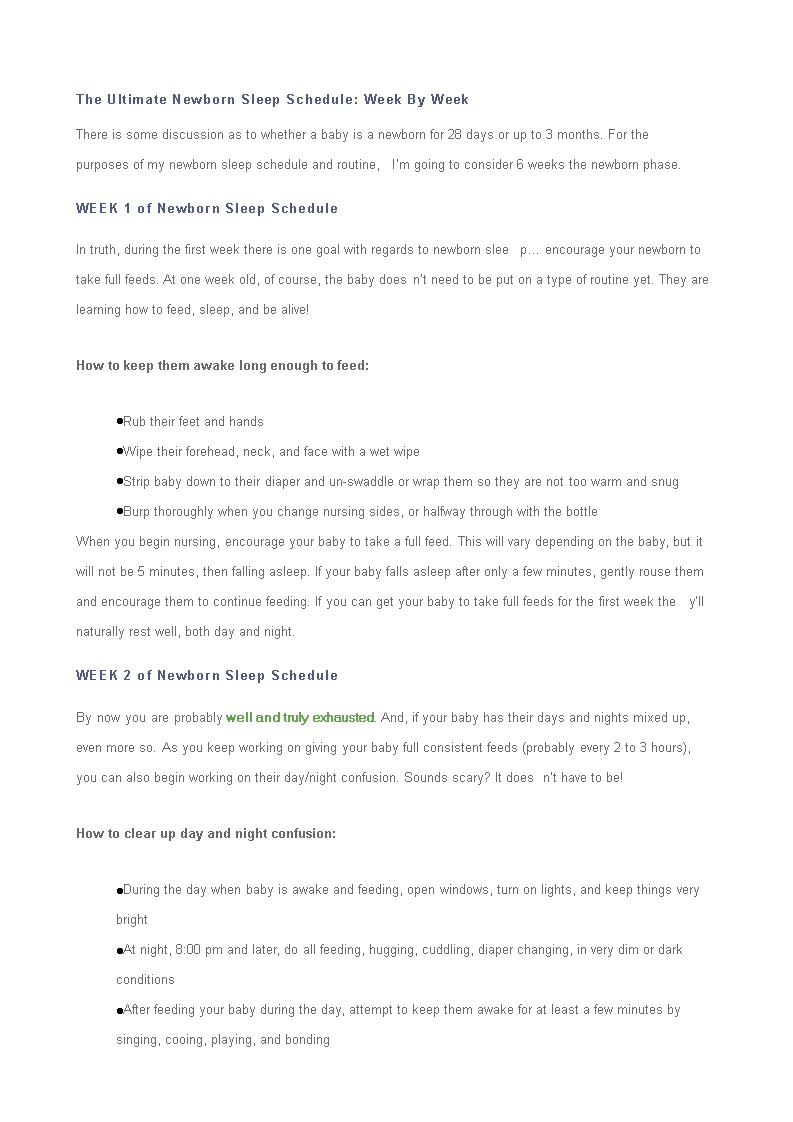 newborn sleep schedule template