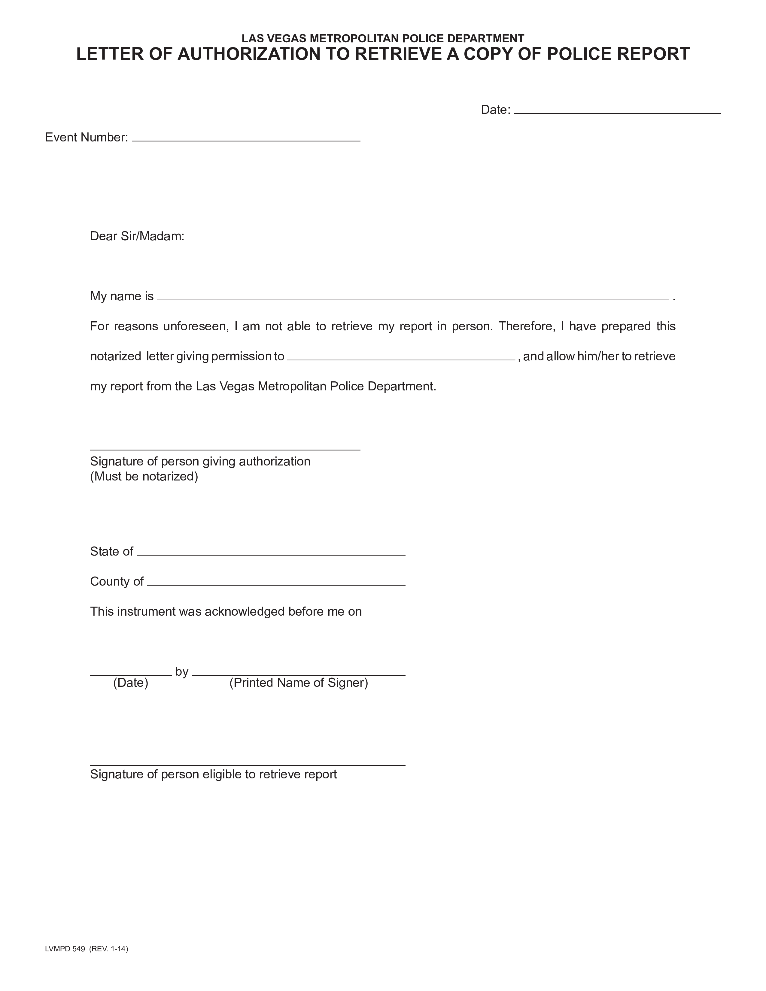 Libreng Police Report Acknowledgement Letter
