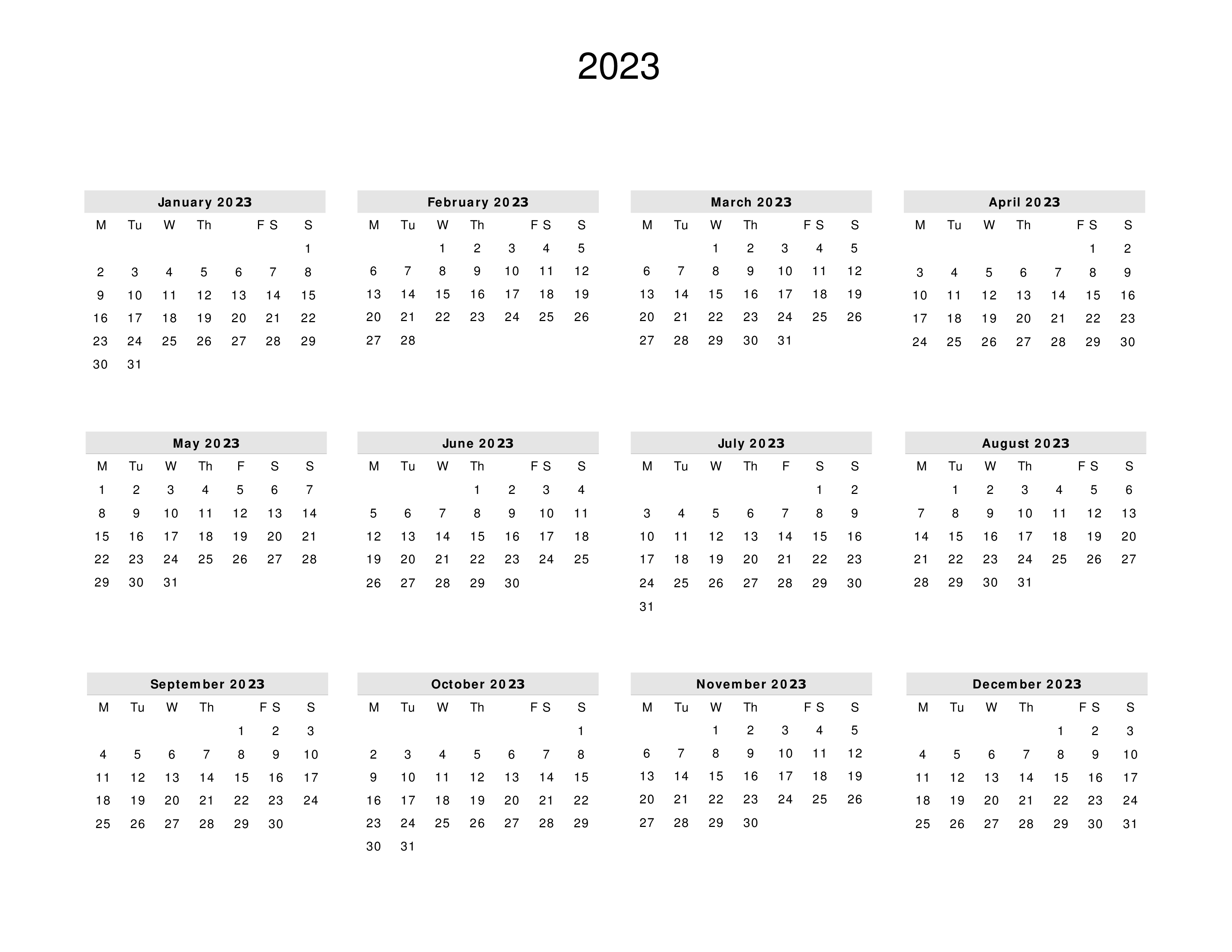 calendar 2023 Hauptschablonenbild