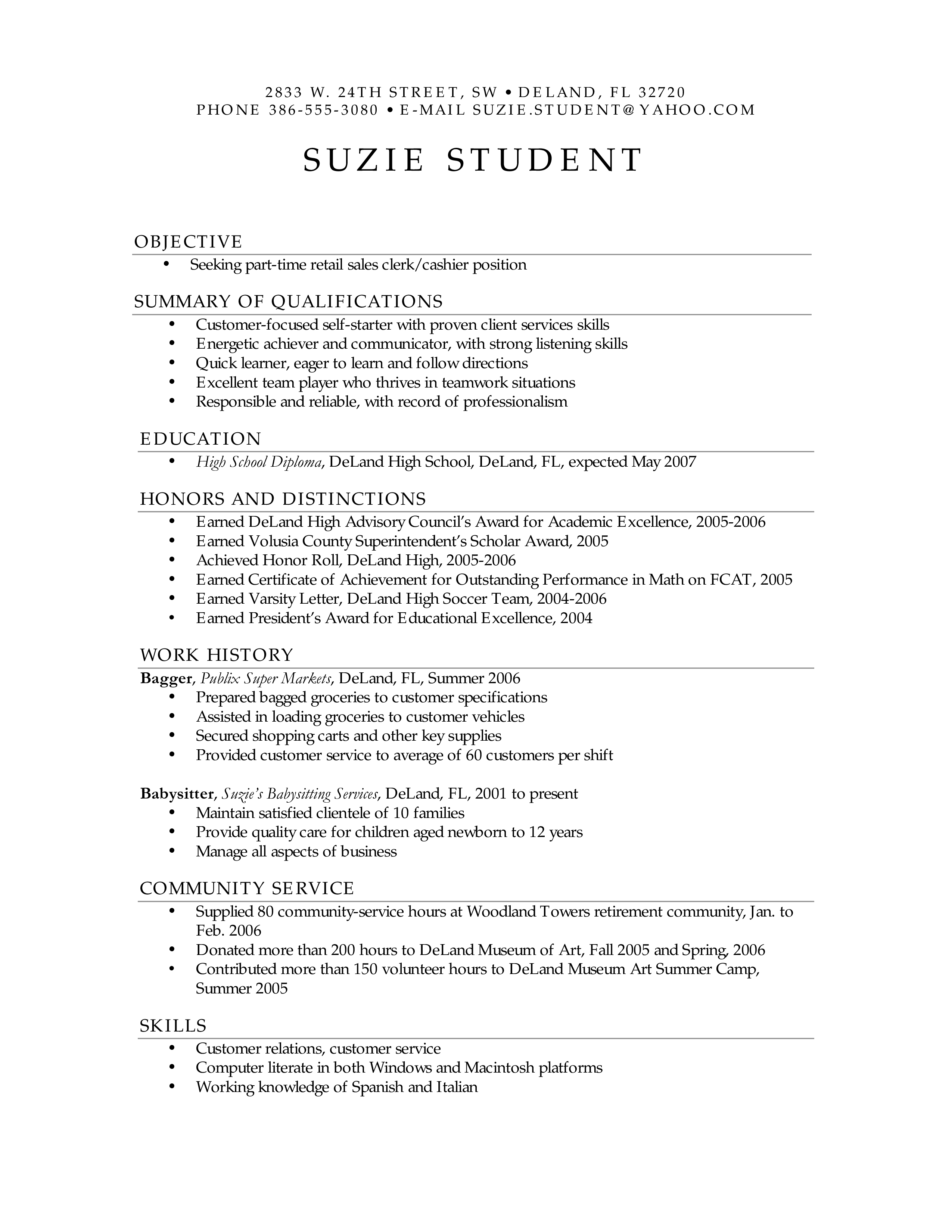 high school student work resume voorbeeld afbeelding 