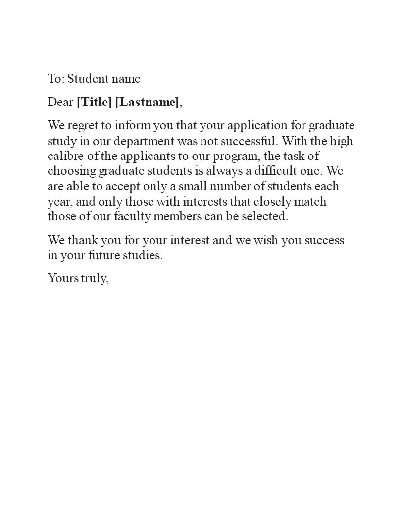 College Rejection Email 模板