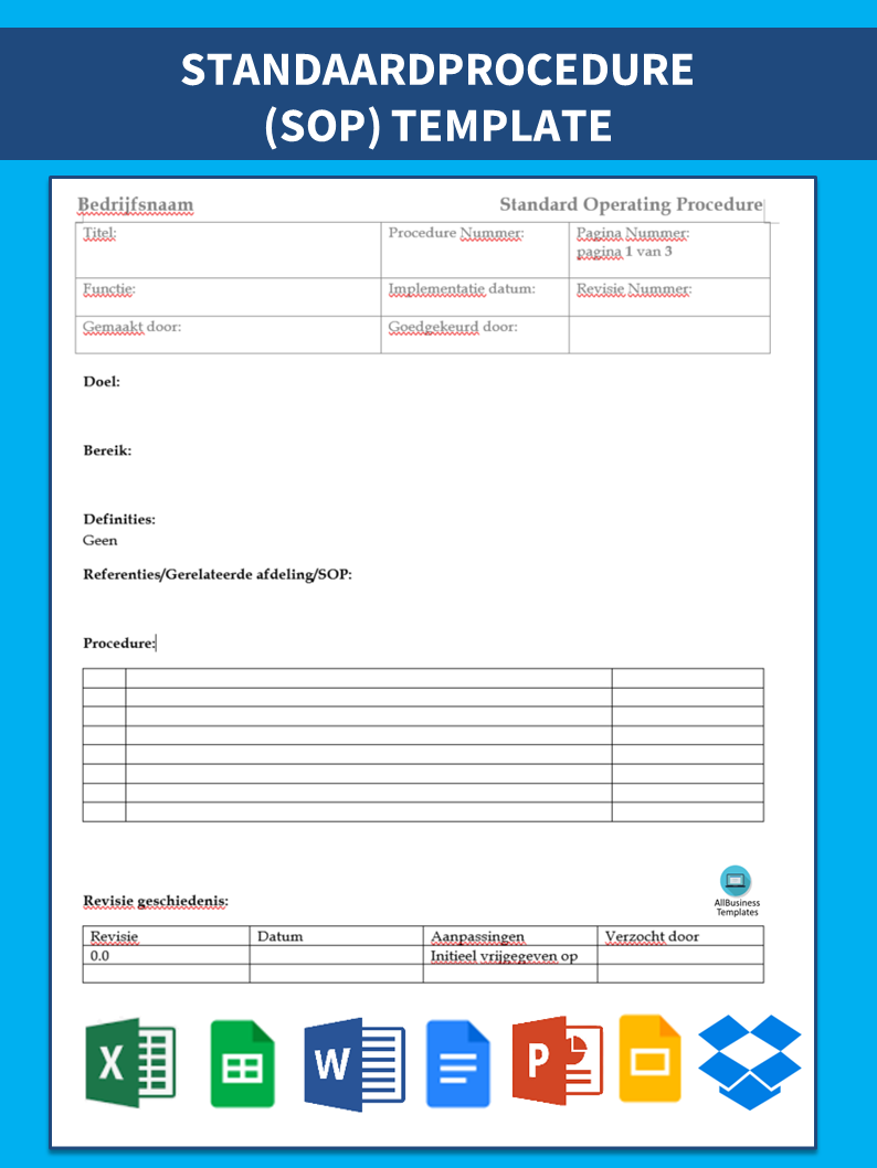 standaardprocedure (sop) template voorbeeld afbeelding 