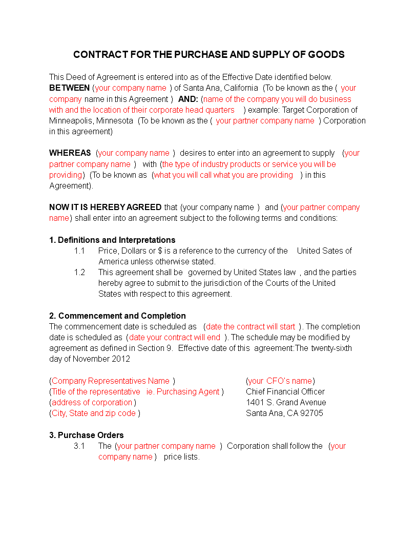 new business contract sample template