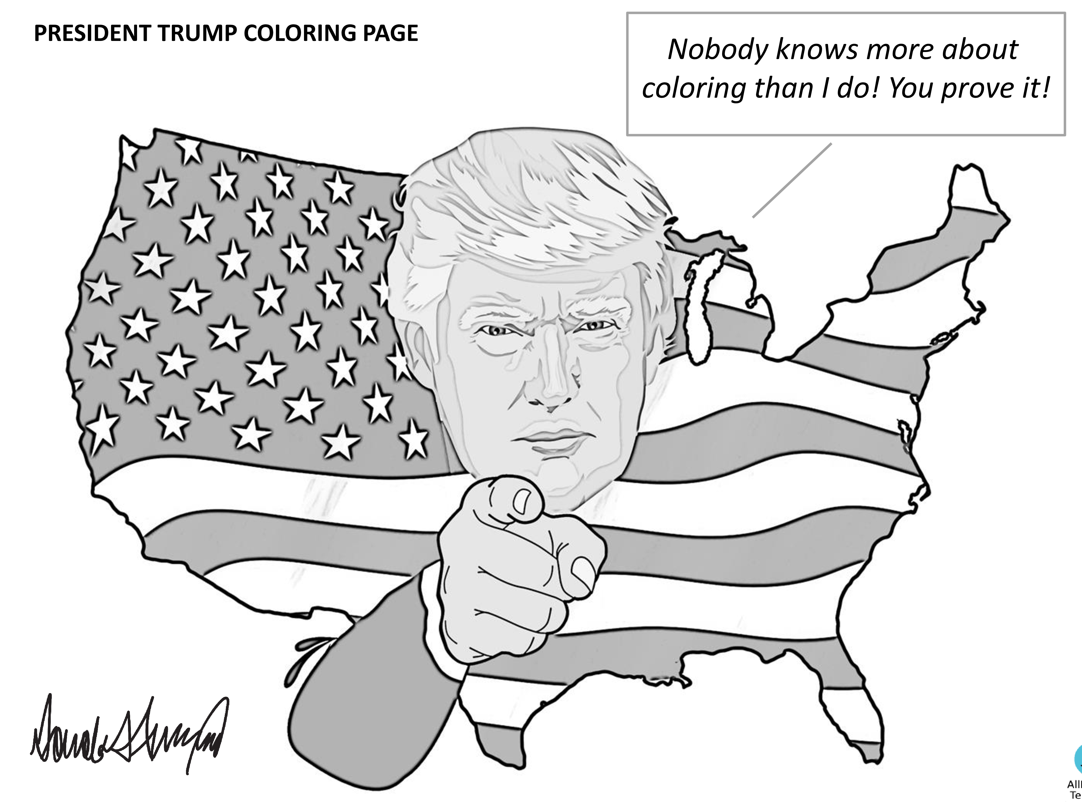 president trump coloring page voorbeeld afbeelding 