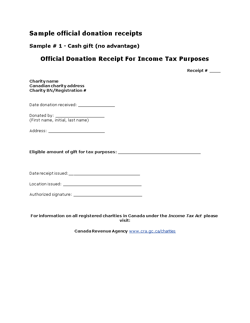 tax donation receipt template