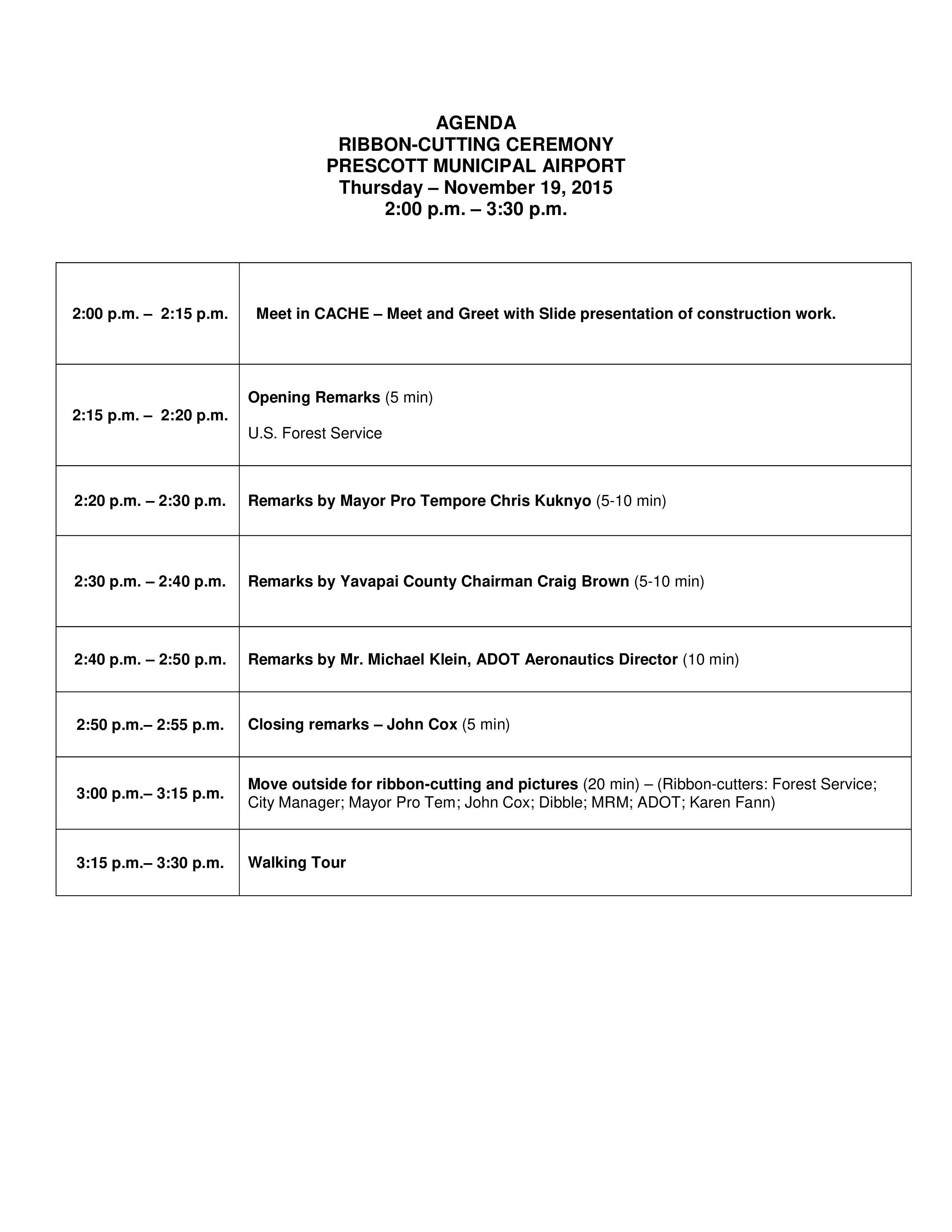 Ribbon Cutting Ceremony Program