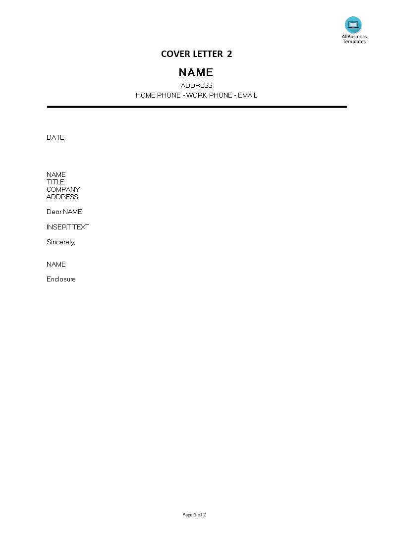 chronological style cover letter template