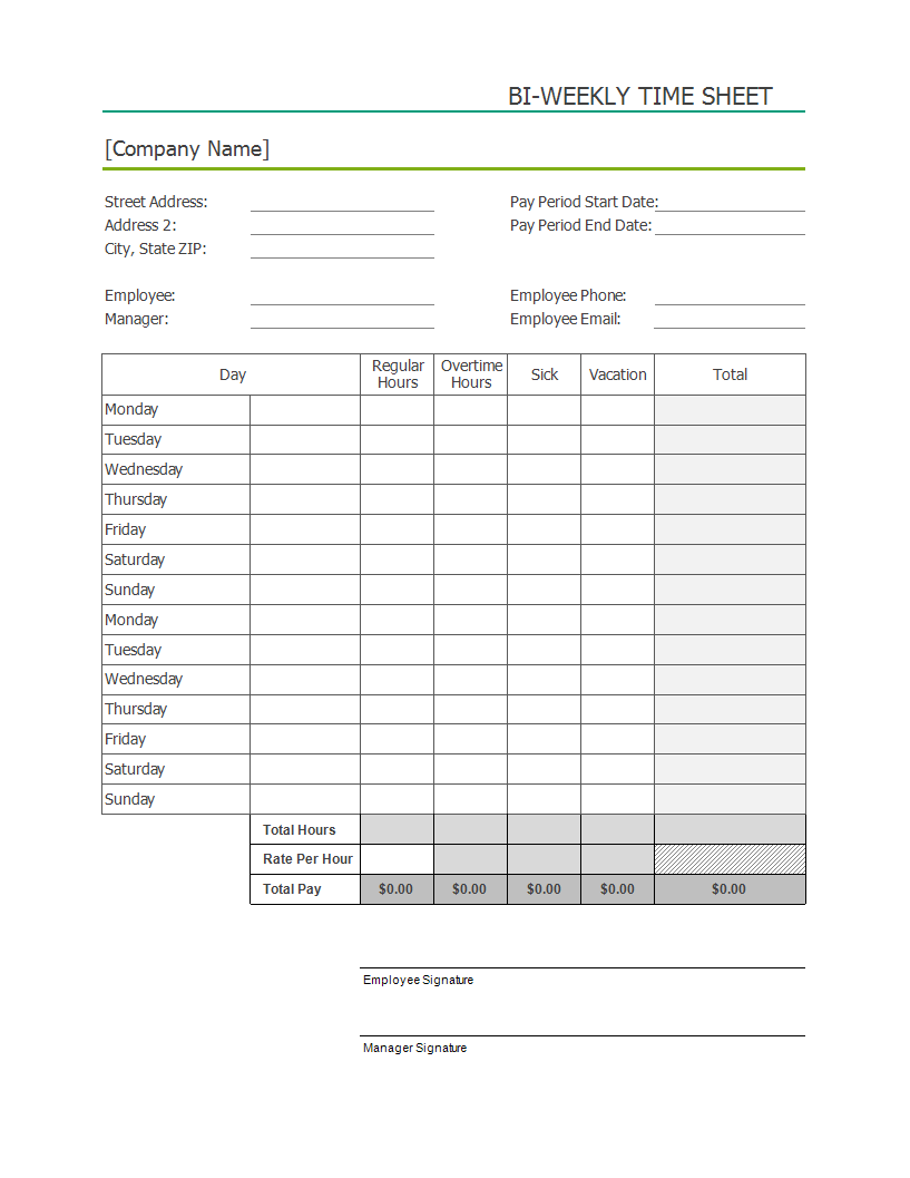 Simple Time sheet worksheet 模板