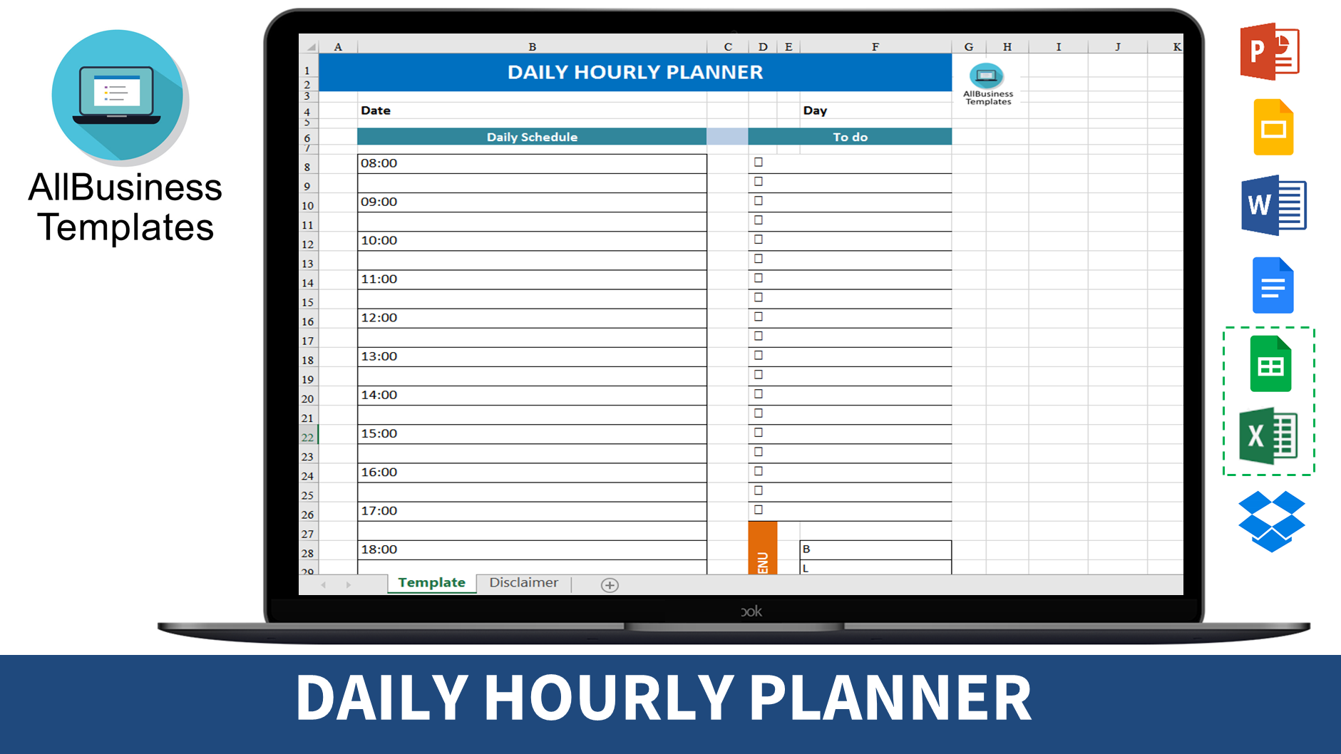 daily hourly planner template