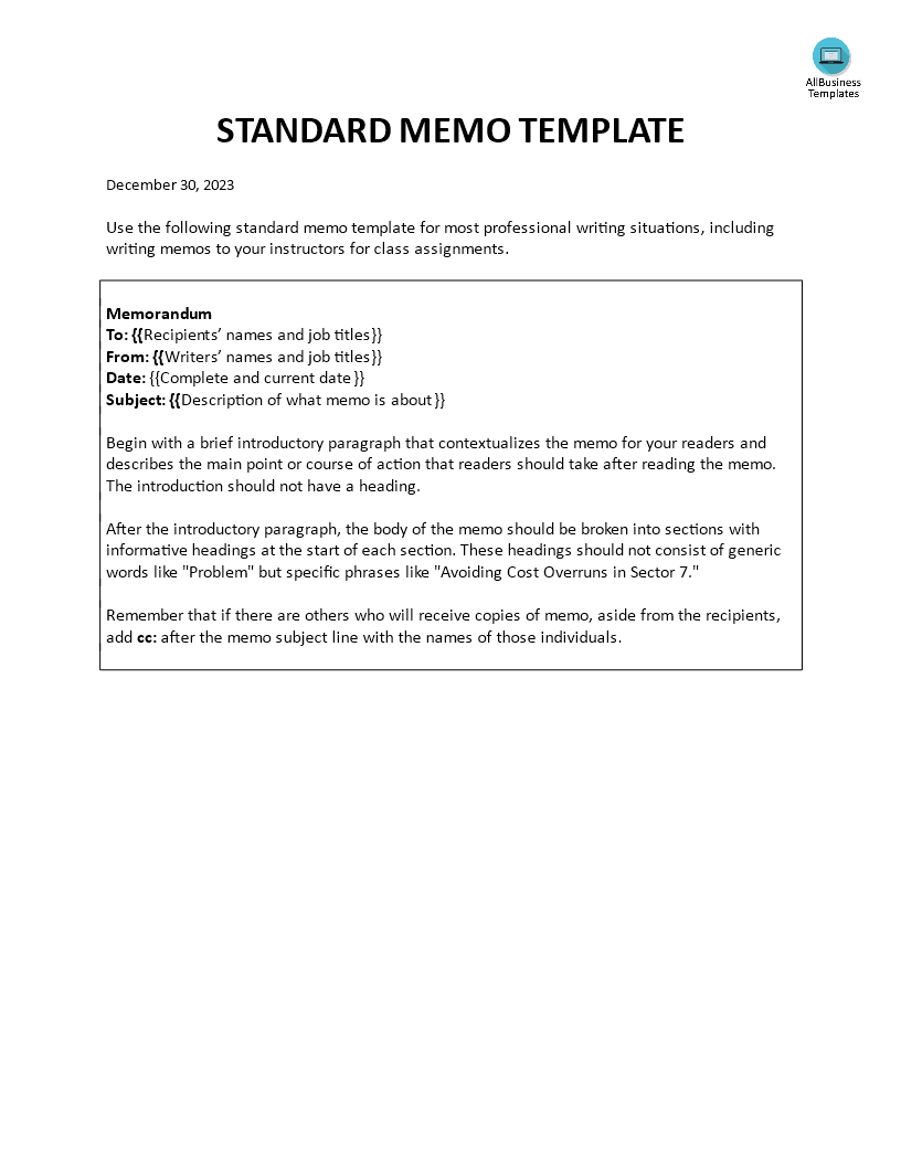 memo word template