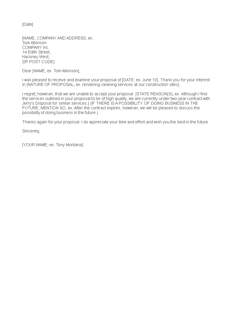 Business Offer Decline Letter main image