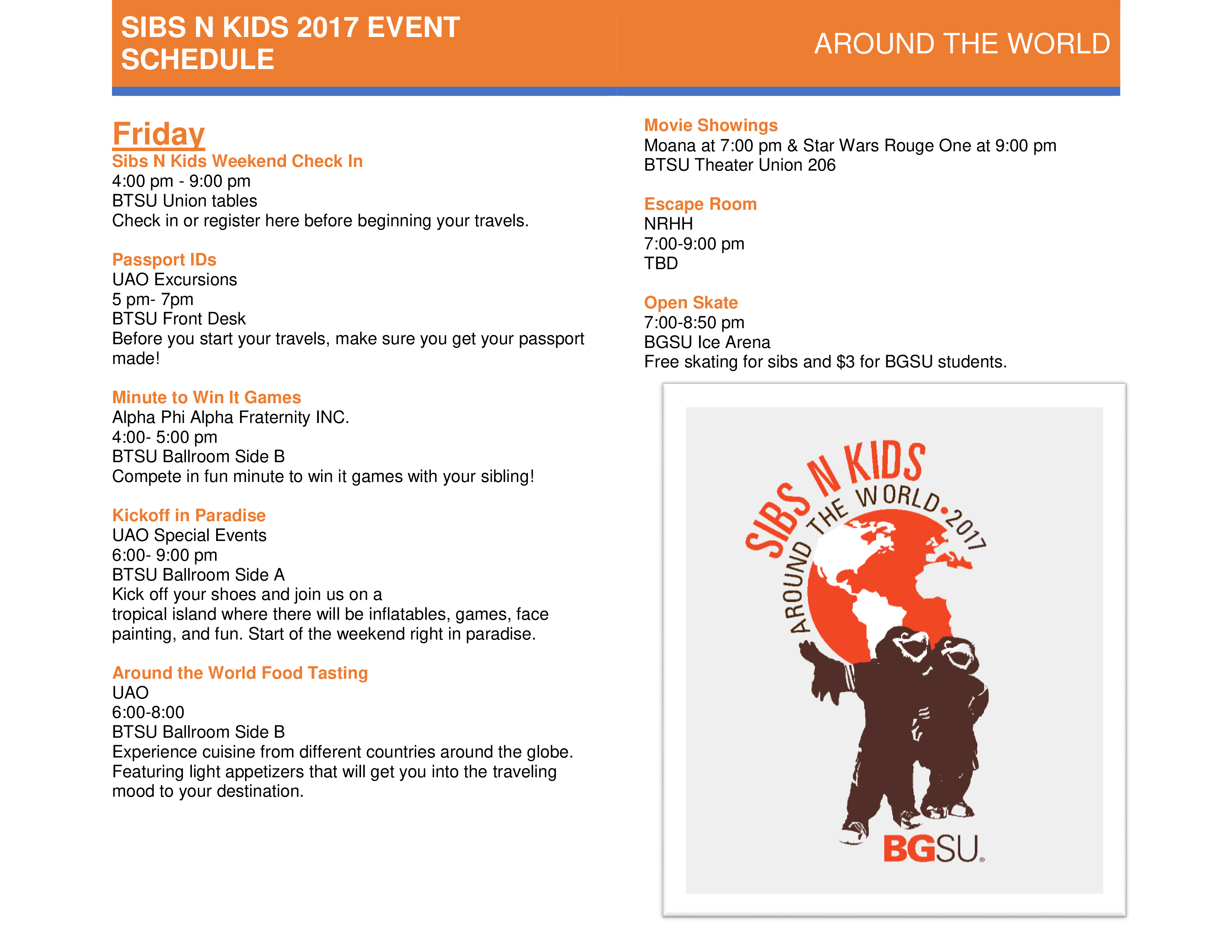 kids event schedule modèles