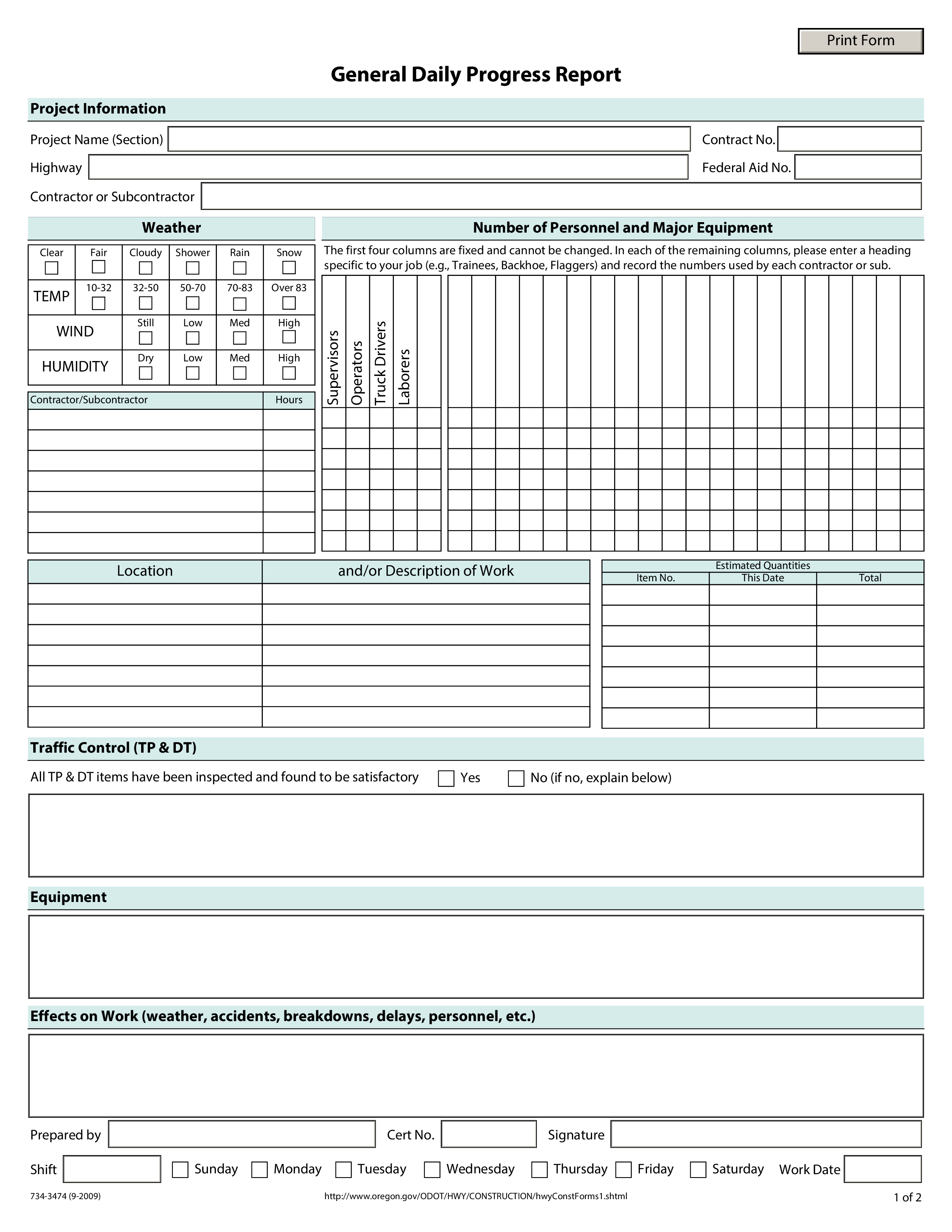 daily progress report template